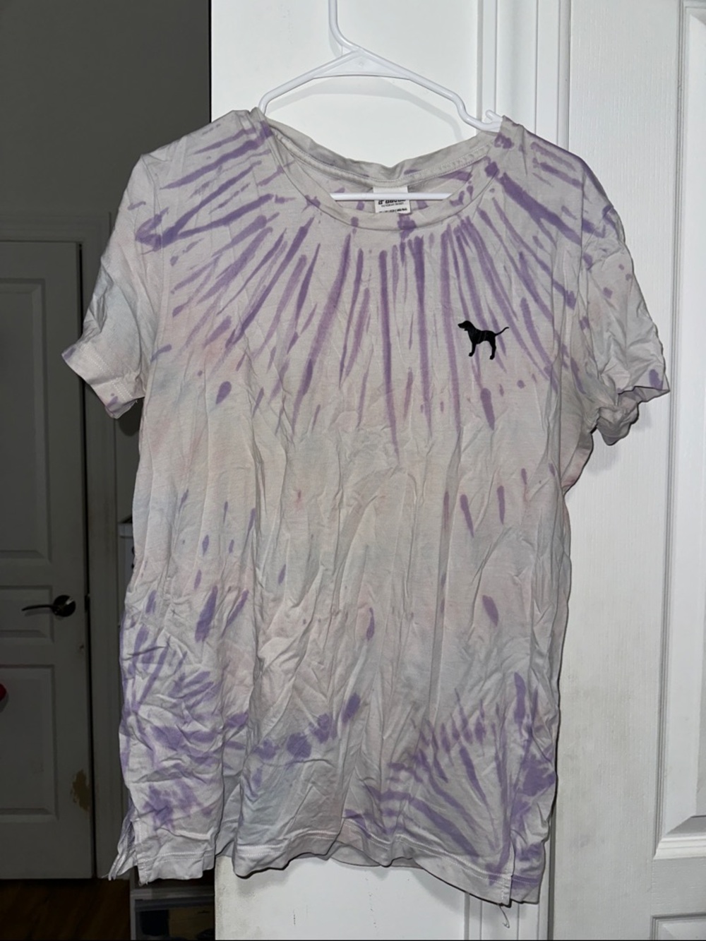 PINK Victoria's Secret Light Purple Tie-Dye Short Sleeve Tee